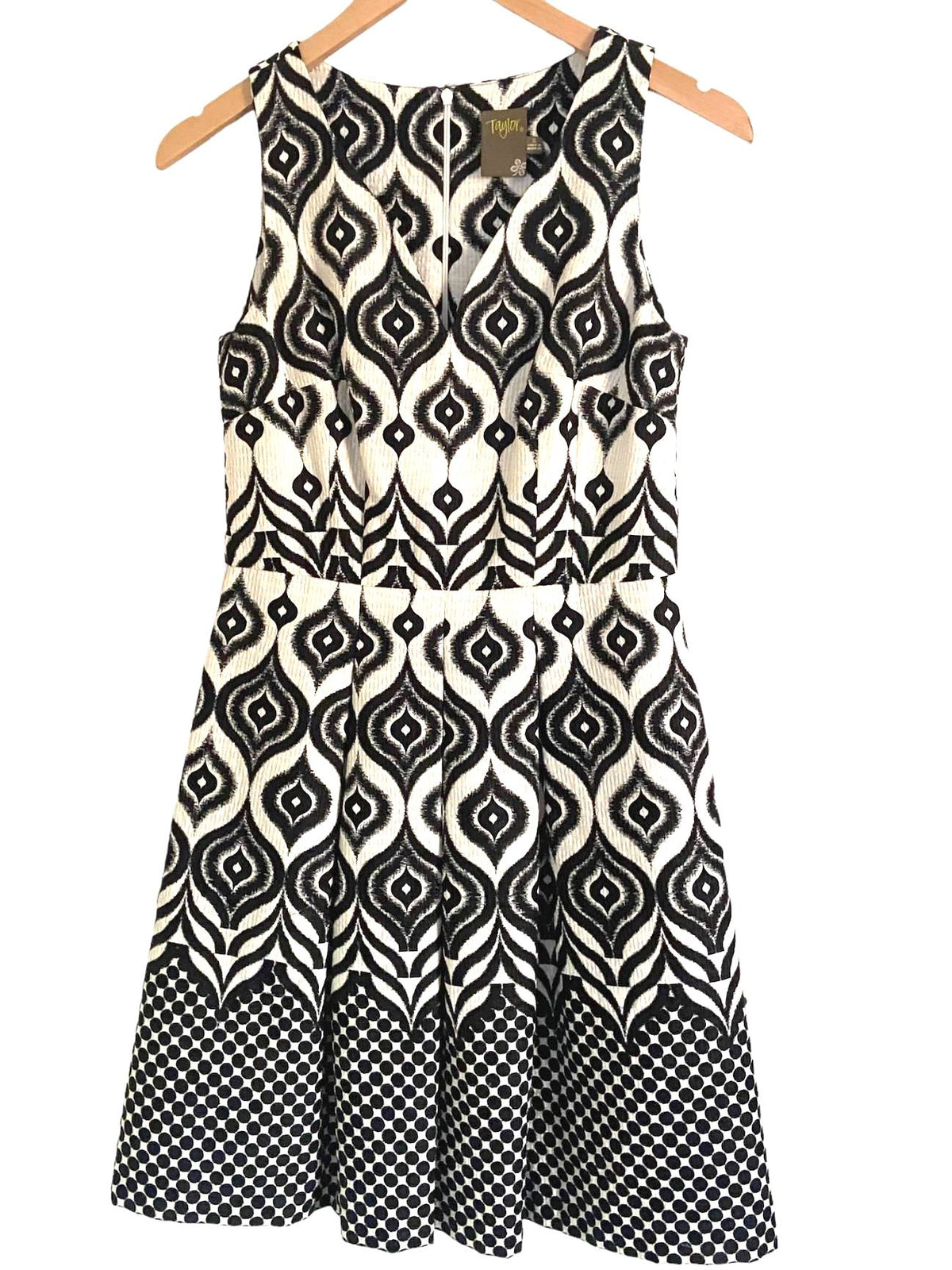 Winter TAYLOR print sleeveless v-neck pleated skater dress